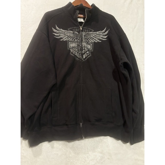 Harley-Davidson Other - Vintage Harley Davidson Hoodie Black Mens XL Zip Mad River Sandusky OH Biker